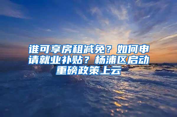 谁可享房租减免？如何申请就业补贴？杨浦区启动重磅政策上云