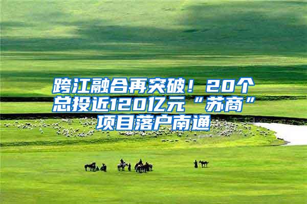 跨江融合再突破！20个总投近120亿元“苏商”项目落户南通