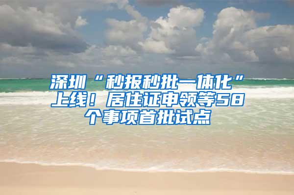 深圳“秒报秒批一体化”上线！居住证申领等58个事项首批试点