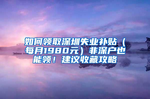 如何领取深圳失业补贴（每月1980元）非深户也能领！建议收藏攻略