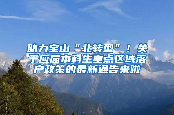 助力宝山“北转型”！关于应届本科生重点区域落户政策的最新通告来啦