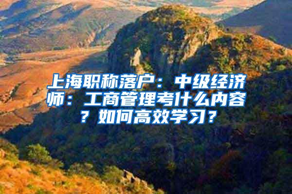 上海职称落户：中级经济师：工商管理考什么内容？如何高效学习？