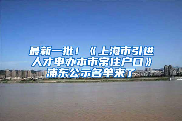 最新一批！《上海市引进人才申办本市常住户口》浦东公示名单来了