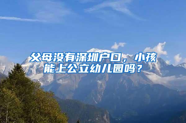 父母没有深圳户口，小孩能上公立幼儿园吗？