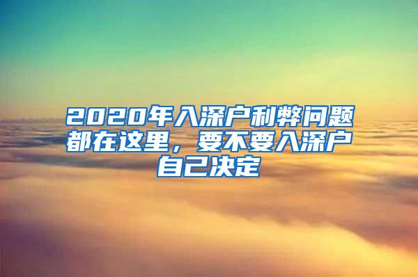 2020年入深户利弊问题都在这里，要不要入深户自己决定