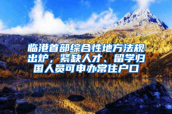 临港首部综合性地方法规出炉，紧缺人才、留学归国人员可申办常住户口