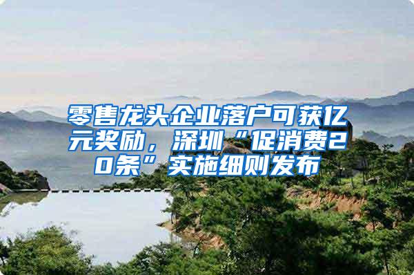 零售龙头企业落户可获亿元奖励，深圳“促消费20条”实施细则发布