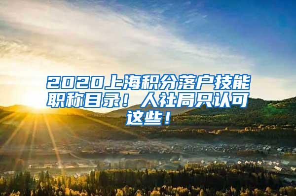 2020上海积分落户技能职称目录！人社局只认可这些！