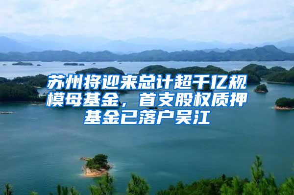 苏州将迎来总计超千亿规模母基金，首支股权质押基金已落户吴江