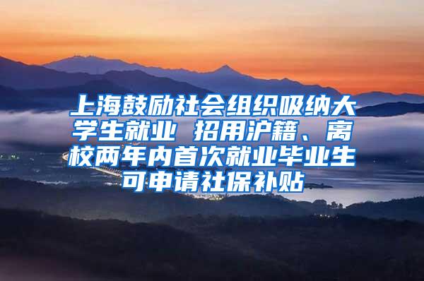 上海鼓励社会组织吸纳大学生就业 招用沪籍、离校两年内首次就业毕业生可申请社保补贴