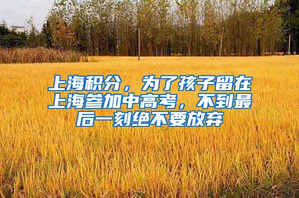 上海积分，为了孩子留在上海参加中高考，不到最后一刻绝不要放弃