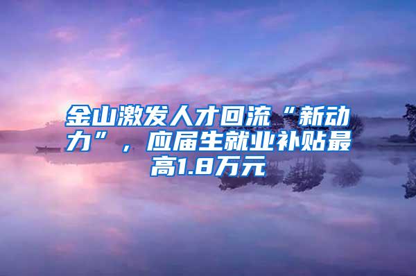 金山激发人才回流“新动力”，应届生就业补贴最高1.8万元