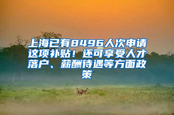 上海已有8496人次申请这项补贴！还可享受人才落户、薪酬待遇等方面政策