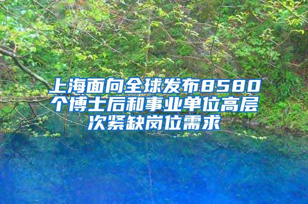 上海面向全球发布8580个博士后和事业单位高层次紧缺岗位需求