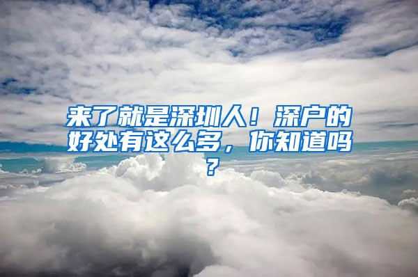 来了就是深圳人！深户的好处有这么多，你知道吗？