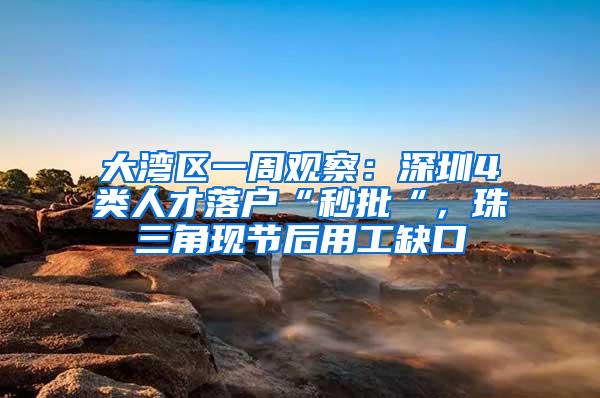 大湾区一周观察：深圳4类人才落户“秒批“，珠三角现节后用工缺口