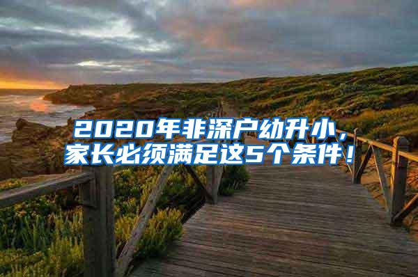 2020年非深户幼升小，家长必须满足这5个条件！