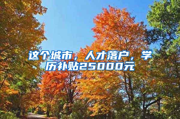 这个城市，人才落户，学历补贴25000元