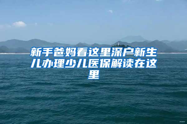 新手爸妈看这里深户新生儿办理少儿医保解读在这里