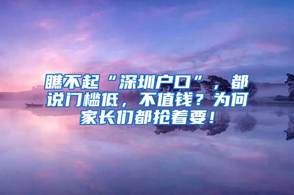 瞧不起“深圳户口”，都说门槛低，不值钱？为何家长们都抢着要！