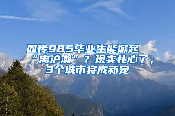 网传985毕业生能掀起“离沪潮”？现实扎心了，3个城市将成新宠