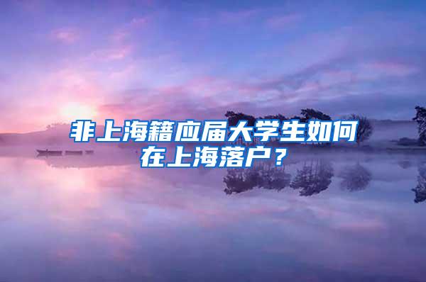 非上海籍应届大学生如何在上海落户？