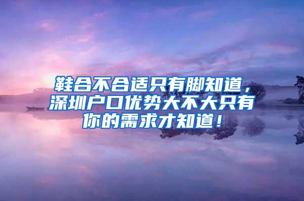 鞋合不合适只有脚知道，深圳户口优势大不大只有你的需求才知道！