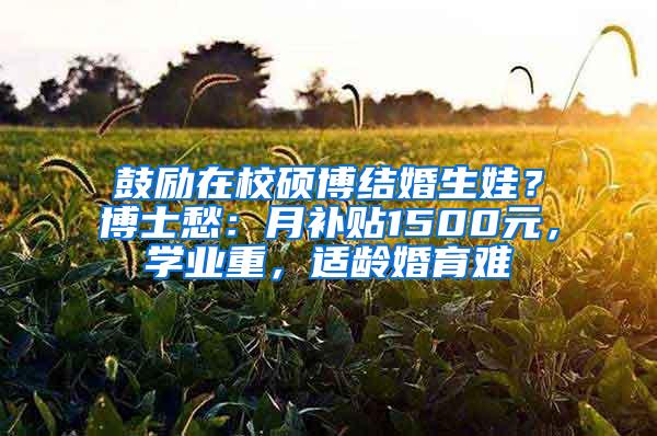 鼓励在校硕博结婚生娃？博士愁：月补贴1500元，学业重，适龄婚育难