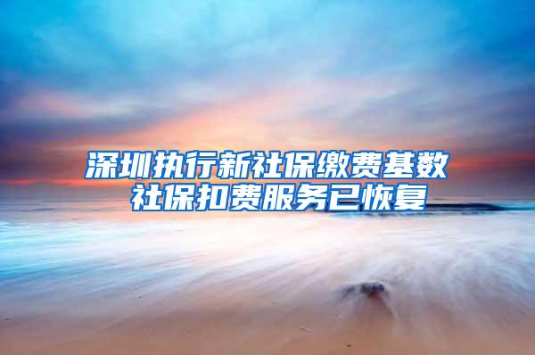 深圳执行新社保缴费基数 社保扣费服务已恢复