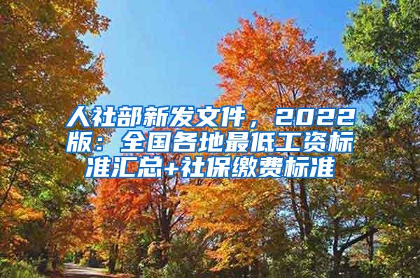 人社部新发文件，2022版：全国各地最低工资标准汇总+社保缴费标准