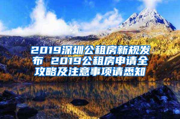 2019深圳公租房新规发布 2019公租房申请全攻略及注意事项请悉知