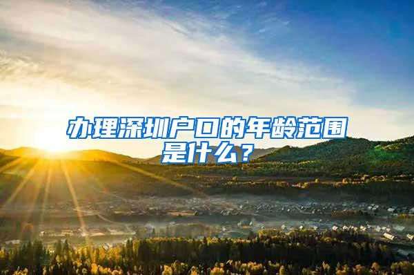 办理深圳户口的年龄范围是什么？