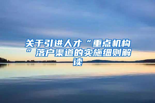 关于引进人才“重点机构”落户渠道的实施细则解读