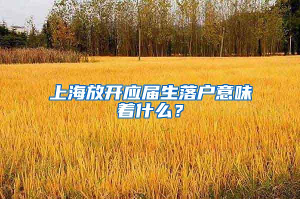 上海放开应届生落户意味着什么？