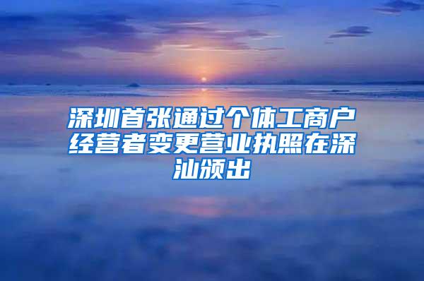 深圳首张通过个体工商户经营者变更营业执照在深汕颁出