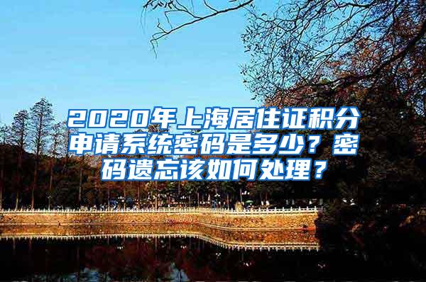 2020年上海居住证积分申请系统密码是多少？密码遗忘该如何处理？