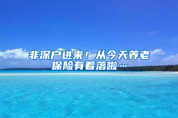 非深户进来！从今天养老保险有着落啦…