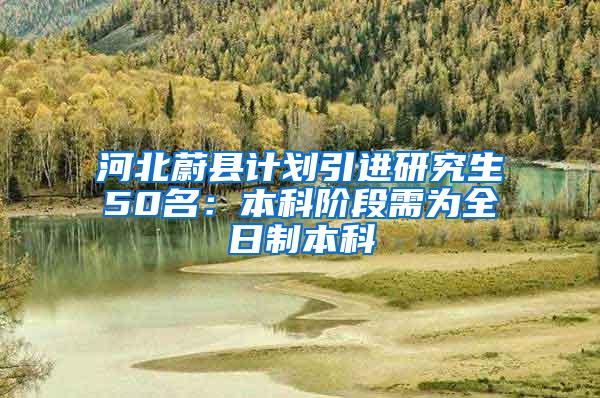 河北蔚县计划引进研究生50名：本科阶段需为全日制本科