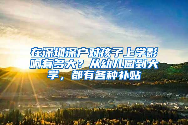 在深圳深户对孩子上学影响有多大？从幼儿园到大学，都有各种补贴