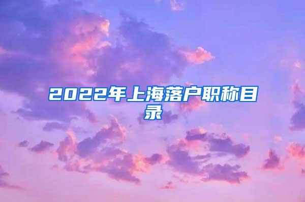 2022年上海落户职称目录