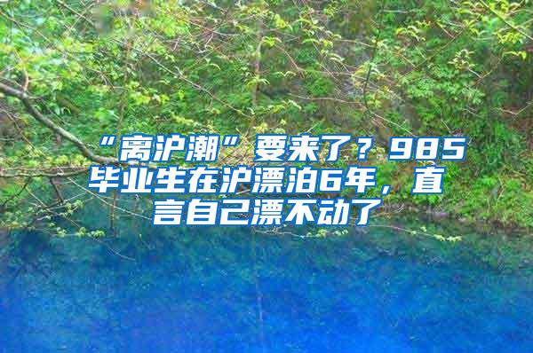 “离沪潮”要来了？985毕业生在沪漂泊6年，直言自己漂不动了