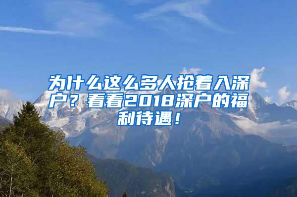 为什么这么多人抢着入深户？看看2018深户的福利待遇！