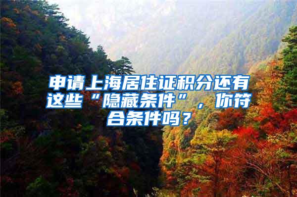 申请上海居住证积分还有这些“隐藏条件”，你符合条件吗？