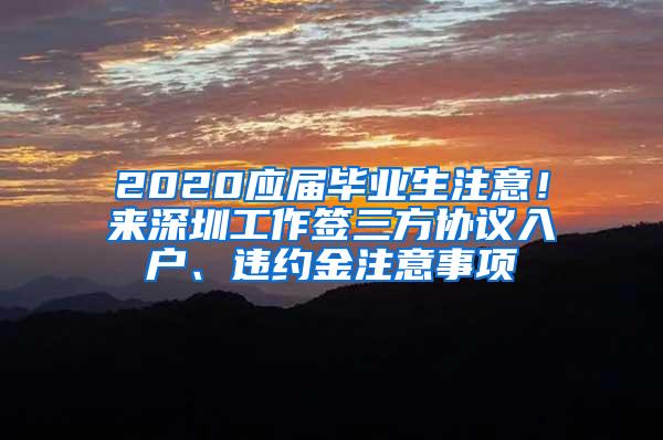 2020应届毕业生注意！来深圳工作签三方协议入户、违约金注意事项