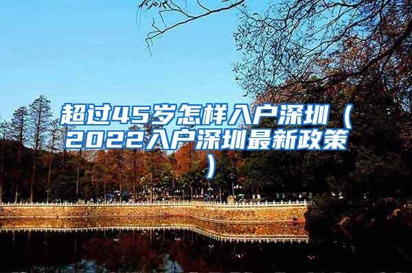 超过45岁怎样入户深圳（2022入户深圳最新政策）