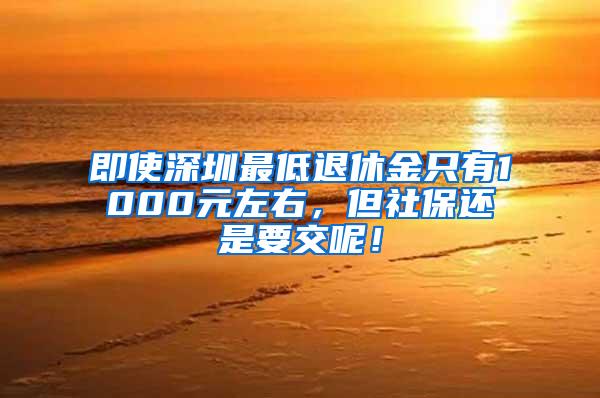 即使深圳最低退休金只有1000元左右，但社保还是要交呢！