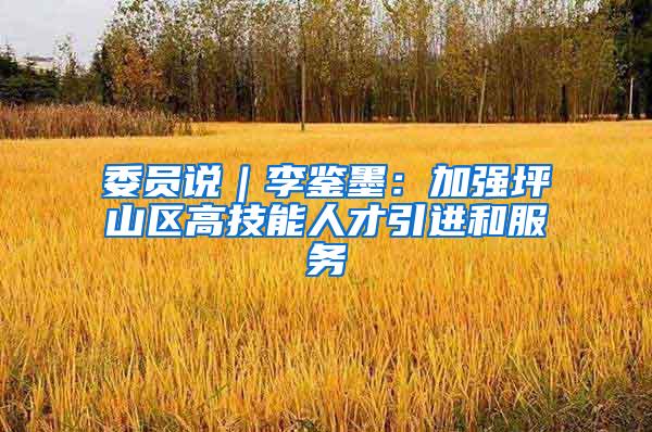 委员说｜李鉴墨：加强坪山区高技能人才引进和服务