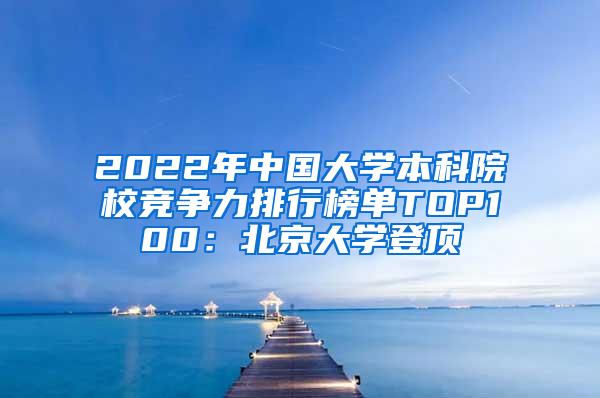2022年中国大学本科院校竞争力排行榜单TOP100：北京大学登顶