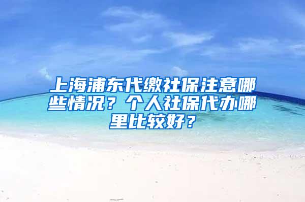 上海浦东代缴社保注意哪些情况？个人社保代办哪里比较好？