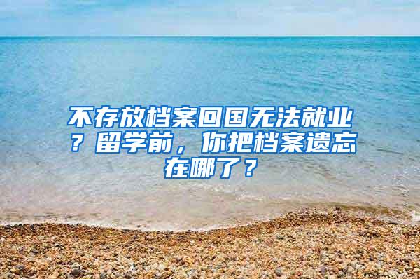 不存放档案回国无法就业？留学前，你把档案遗忘在哪了？